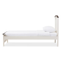 Baxton Studio SB344-Twin-Butter Milk/Walnut Harry Twin Size Platform Bed